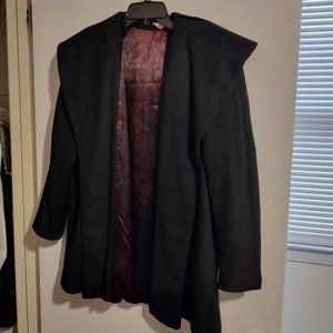 Vintage Black Wool Lined Blazer with a Ruffle Collar